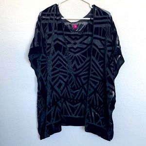 Vince Camuto Black Sheer Velvet Poncho